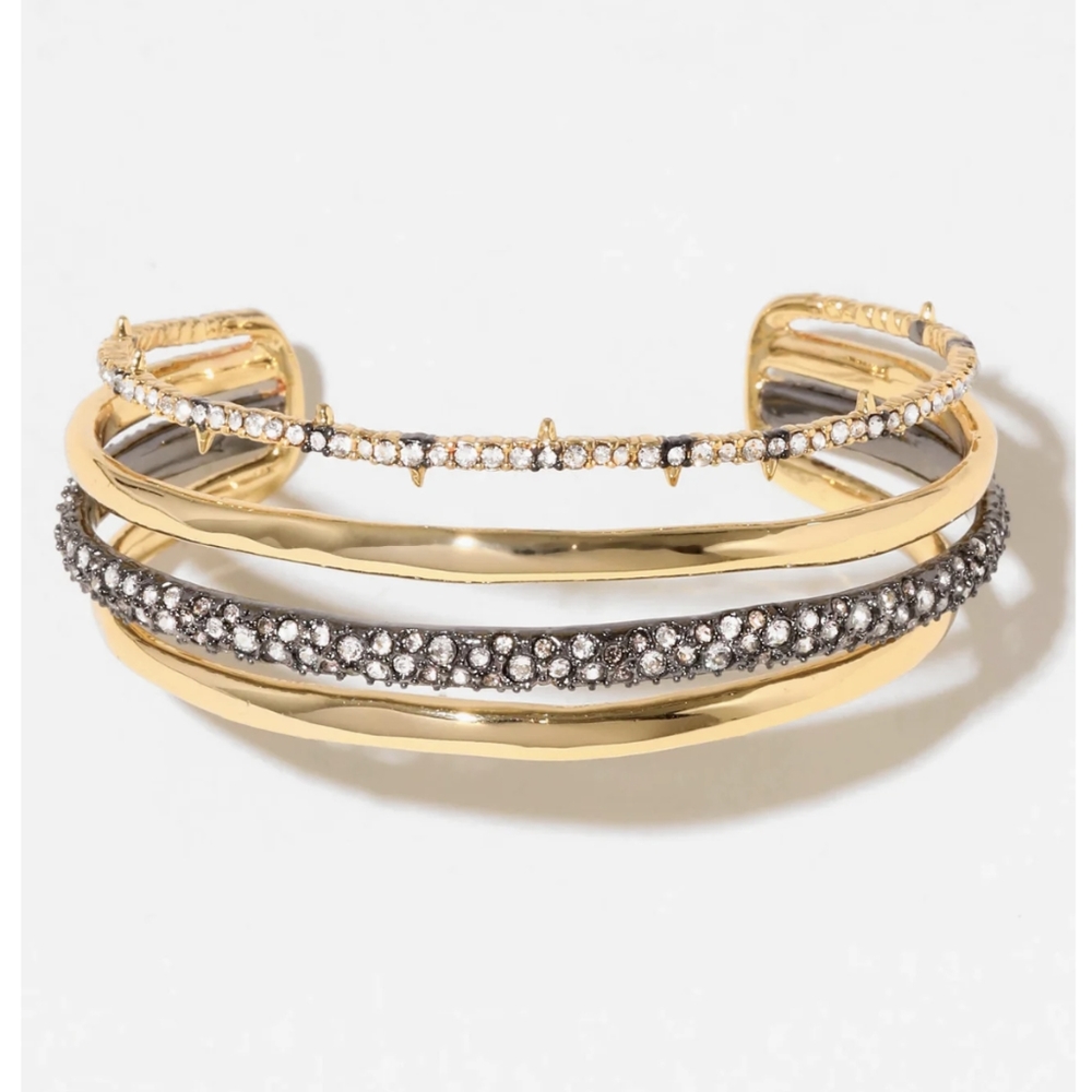 Alex Bittar Pave Cuff Bracelet. Gold silver. Adjustable. One size